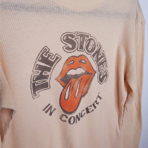 VTG Y2K Junk Food Thermal Top Rolling Stones Band Large Long Sleeve Lips Waffle - Picture 3 of 8